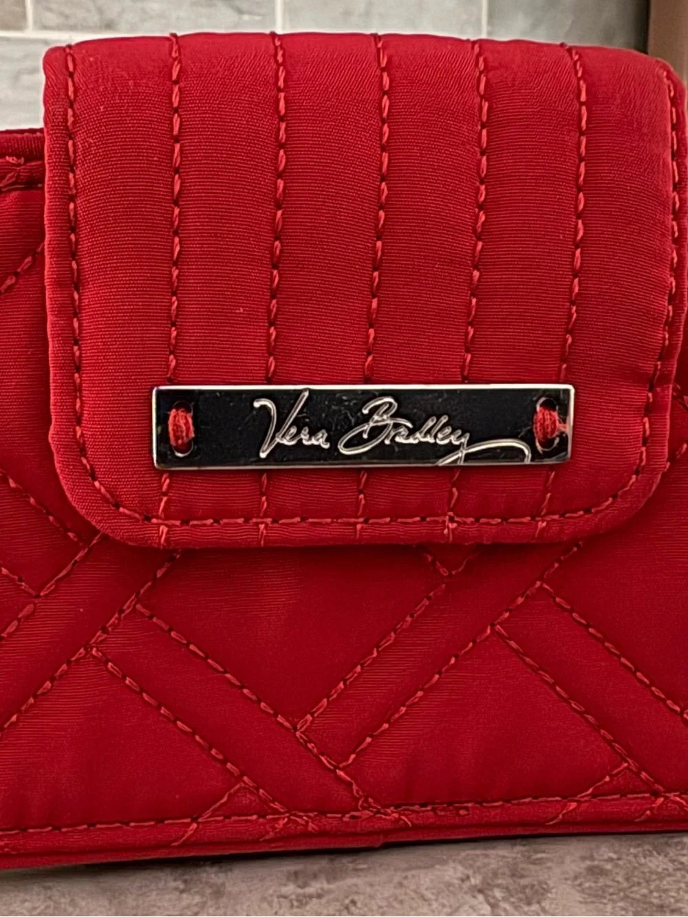 Vera Bradley Quilted Red ID Wallet with Wristlet